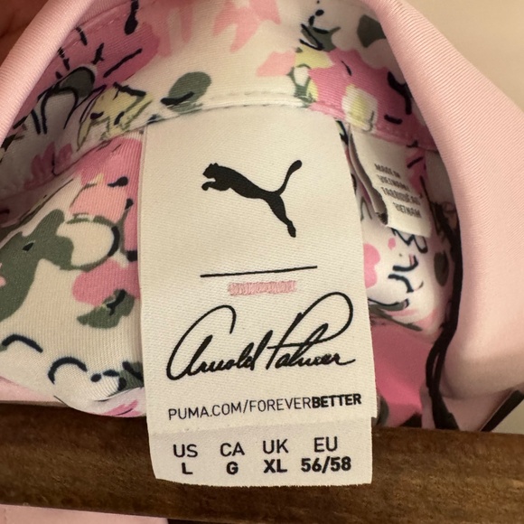 NWT PUMA X AP FLORAL TRIM GOLF POLO - Pink Large - Picture 3 of 7
